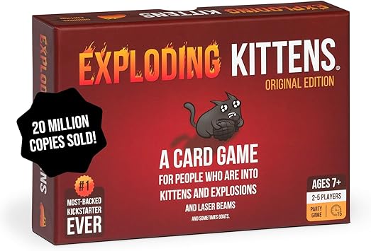 Exploding Kittens Original Edition - 2-5 Players - Ages 7+ 15 Minutes to Play - High Stakes Card Game - Party Game, Family Game Night, Kid and Adult Card Game