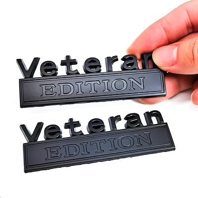 Veteran Edition Emblem Car Decals, Retired Soldier 3D Metal Material Sticker, Veteran Letters Raised Metal Fenders Decal Car Badges,2PCSMatteBlack