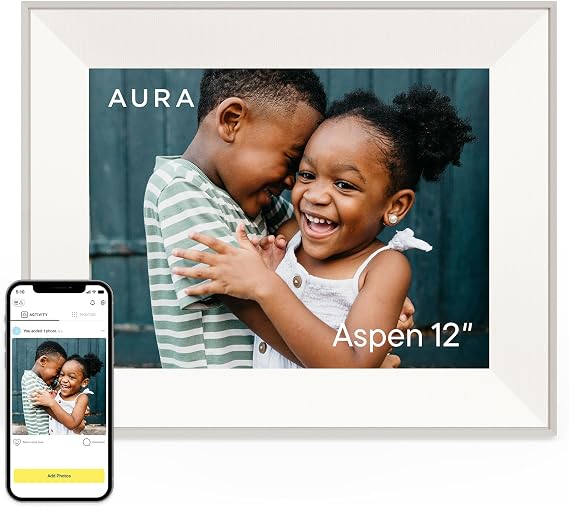 Aura Aspen 12" Digital Photo Frame - Clay with Paper Mat