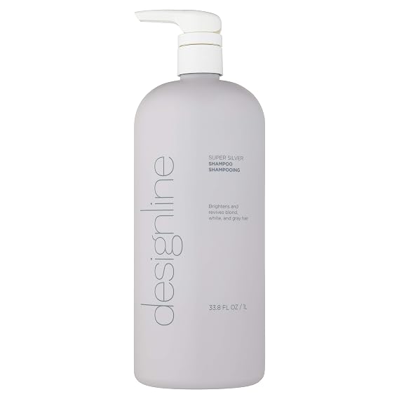 DESIGNLINE Super Silver Shampoo - Regis Restores Moisture, Boost Color for Blonde, Grey, White Hair, Strengthens and Improves Elasticity to Prevent Color Fade (33.8 oz.) | Restores Moisture, Boosts Color for Blonde, Grey, White Hair, Strengthens and Improves Elasticity, Prevents Color Fade, Regis