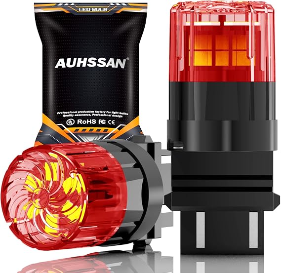 3157 LED Bulb, Super Bright Red 12V 24V Non-Polarity 2835 18SMD LED Bulbs T25 P27/7W 3156 P27W Car Replacement Lights for Backup Reverse Tail Turn Signal Brake Lights, Daytime Running Light (2Pack)