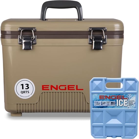 Engel UC13 13qt Leak-Proof, Air Tight, Drybox Cooler and 32F Cooler Packs for Boating, Camping, Fishing, Hiking & Food Storage