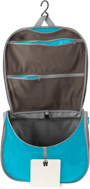 Sea to Summit Large Hanging Toiletry Bag, Travel Organizer, Atoll Blue | Ultralight hanging toiletry bag with multiple compartments organizes makeup and toiletries for travel and outdoor adventures