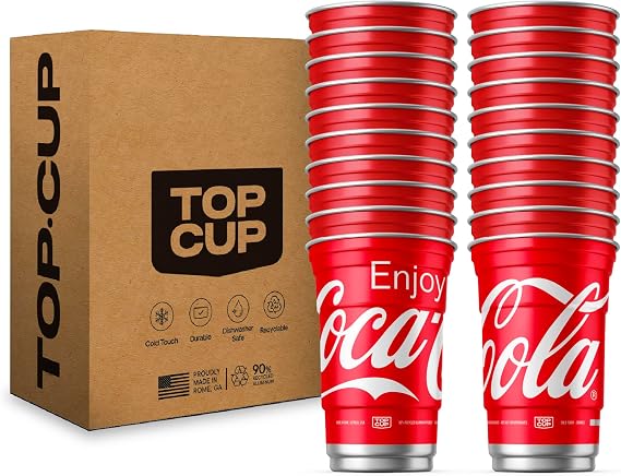 Top Cup Aluminum Party Cups, Enjoy Coca Cola, 20oz, 20 Count