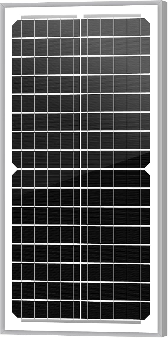 Newpowa 10W(Watts) 12V(Volts) Monocrystalline 10BB Solar Panel High-Efficiency PV Module Power for Boat RV Gate Opener Fences