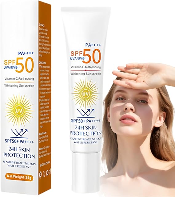 Mineral Sunscreen SPF 50 Face and Body,Natural Oil Free Sunscreen with Vitamin C,Waterproof Long-Lasting Protection,Moisturising Mineral Sun Cream for Men&Women,Lightweight Texture,Easy to Use