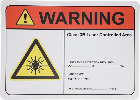 Warning Class 3B Laser Controlled Area Sign - Plastic or Magnetic - 14 "x10" - Meet ANSI/ISO - 1 Pack (Magnetic)