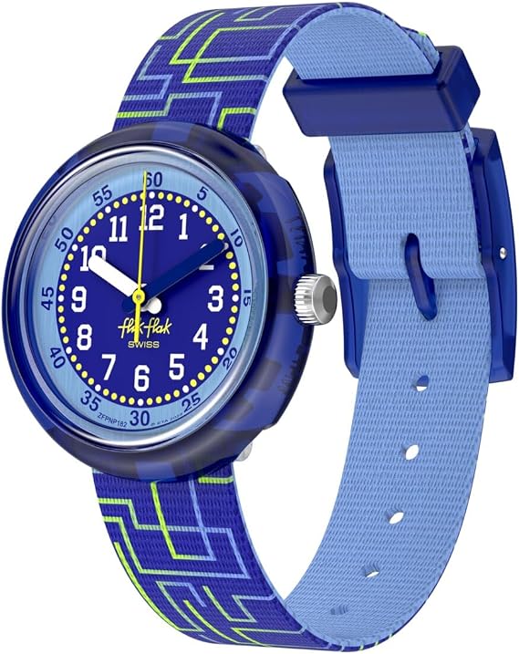 Flik Flak Boys Kids Watch Casual Blue Bio-sourced Quartz Waterproof Crazy Maze