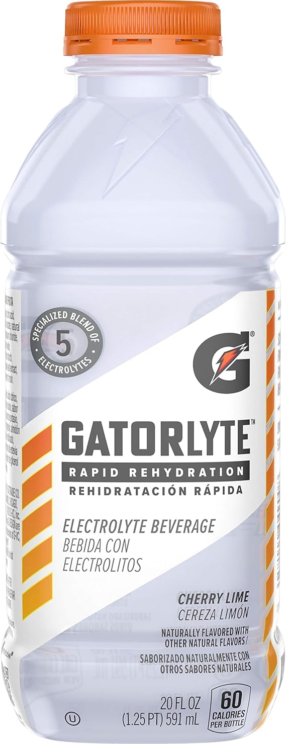 Gatorlyte Rapid Rehydration Electrolyte Beverage, Cherry Lime, 20oz Bottle