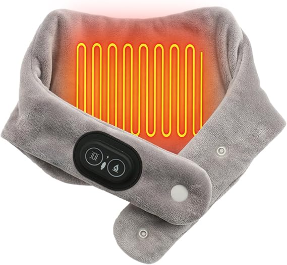 Neck Massager for Pain Relief - 3D Kneading, Heated Neck Brace with 3 Modes & 3 Heat Settings, Auto-Off & Portable USB