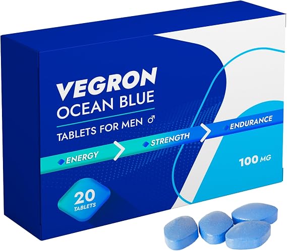 Ocean Blue – 20 Tablets – Herbal Blue Tablets for Men – 100mg – with Korean Ginseng, Maca Root, Ashwagandha & L-Arginine – Natural Energy, Strength & Endurance Supplement – Vegan & Gluten-Free