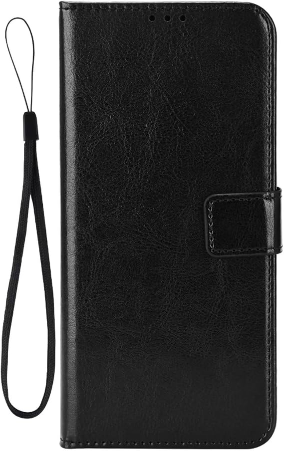 Leather Case for LG Wing 5G, Wallet Case for LG Wing 5G Flip PU Leather Cover, Magnetic Buckle Protection Phone Cover for LG Wing 5G Case Black