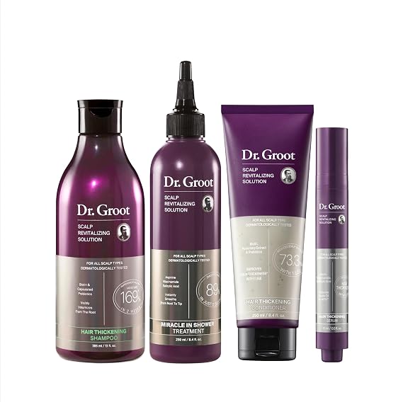 Dr. Groot Thickening Serum, Shampoo, Conditioner, and Scalp Treatment Set for Hair Loss Clinical Results with Biotin and Rosemary for Hair Thinning, Shedding, Scalp Repair and Treatment