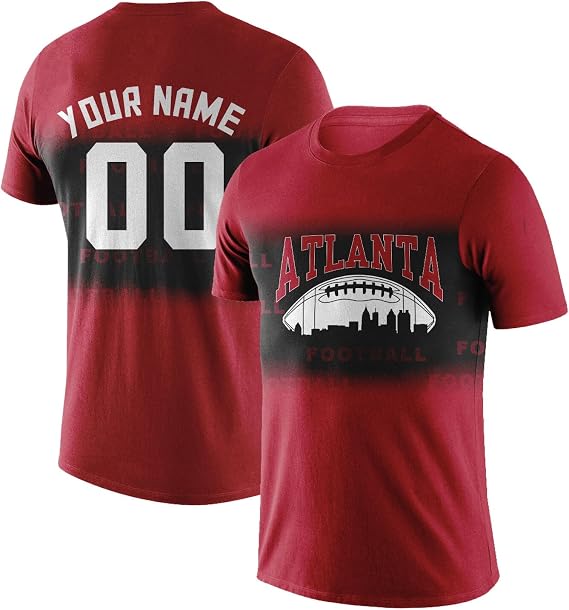 Custom Football T-Shirt for Men Women Youth Personalized City Rugby Gradient Shirt Name Number Gift for Fans XS-5XL