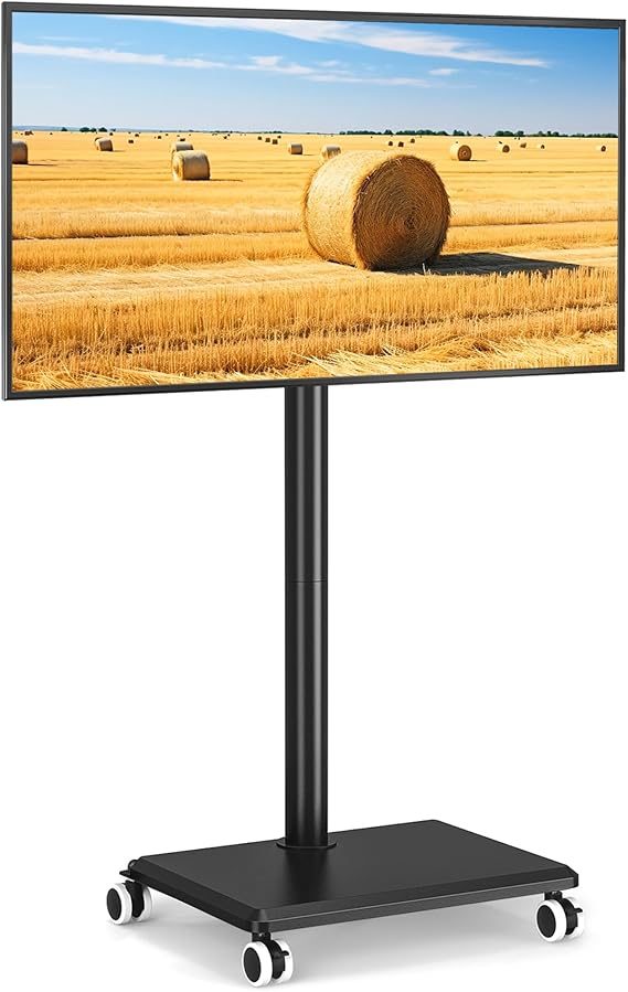 5Rcom TV Stand on Wheels for 27-60 Inch TVs up to 40kg Black Without Shelf