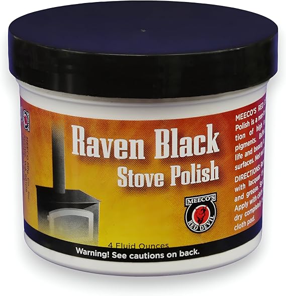 Meeco's Red Devil 402 Raven Black Stove Polish Paste - Non-Toxic Water-Based Combination of Wax & Black Pigment (4 oz) - Made in the USA | Non-Toxic, Water-Based, Wax & Black Pigment Combination, Made in the USA