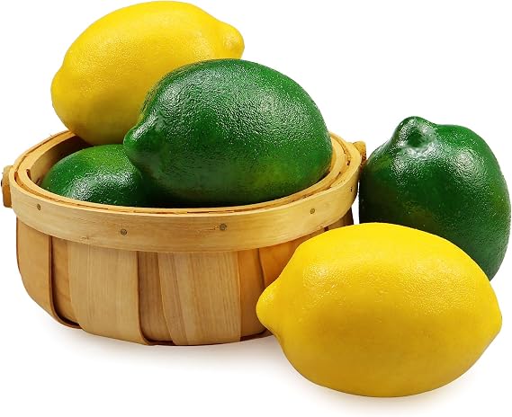 Lorigun Artificial Lemon Simulation Lifelike Cituses Yellow Lemon & Green Lime Fake Fruit for Home Kitchen Decoration 6pcs
