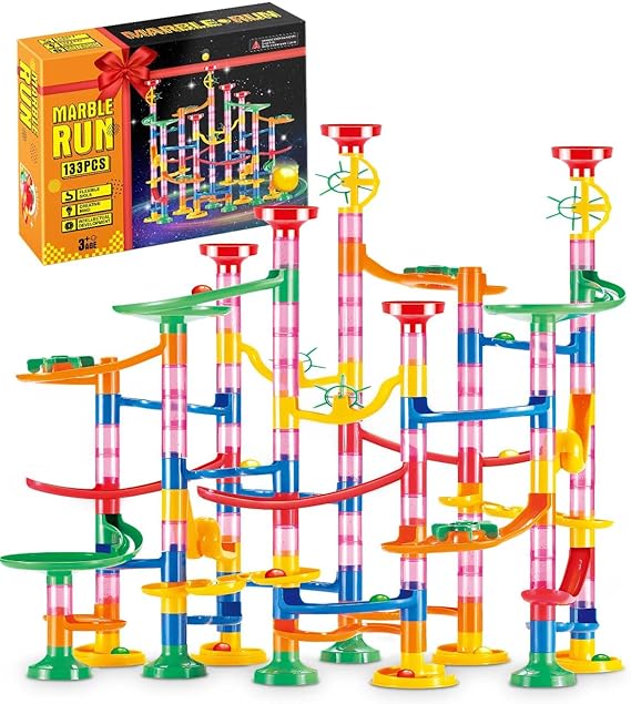 Marble Run 133p, Marble Rush with Exquisite Packaging, Construction Building Blocks Toys, Educational Building Block Toy for Kids Age 3+