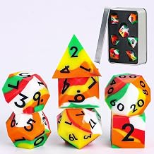 DND Dice Set Sharp Edge Dice Set 7 Piece DND polyhedral Dice Numbers with Gold Leaf Exquisite Tin Box Packaging,Ideal for Dungeons & Dragons RPG and Board Games (Colorful)