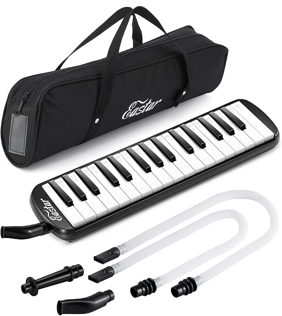 Eastar 32-Key Melodica Beginners Air Piano Keyboard, Tubes & Case, Black