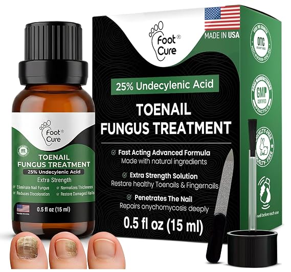 Foot Cure Toenail Fungus Treatment Extra Strength Athletes Foot Treatment for Toenails, Restorative Nail Repair for Damaged Nails, Toenail Softener with Tea Tree Oil & Oregano Oil - Made in USA
