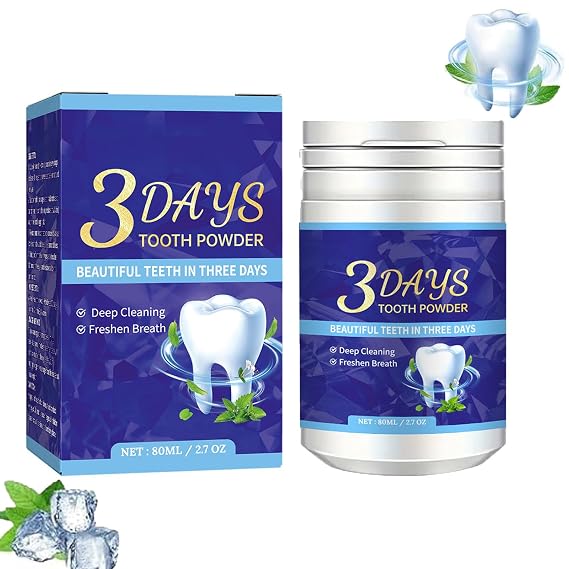 3 Days Teeth Whitening Powder,80ml 3 Days Pearl Tooth Powder,Probiotic Whitening Tooth Powder,Mint Tooth Powder,Natural Teeth Whitening Powder,Tooth Stain Remover Powder (80ml)