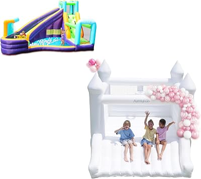 AirMyFun Water Slide and White Party Bounce House