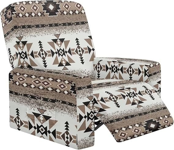 Horeset Aztec Recliner Cover Washable Cover for Recliner Chair with Pocket Pet Protector Furniture Covers Reclining Chair Covers Easy to Install