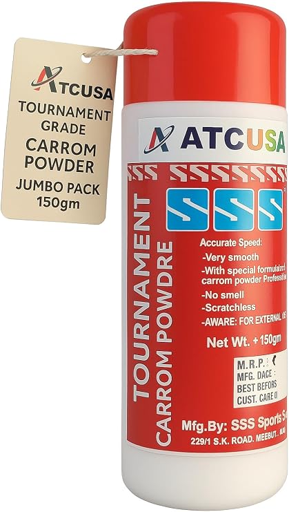 Tournament Carrom Powder 150 gm | Professional Carrom Board Powder | Extra Smooth then super disco powder | SSS Jumbo pack 150 grams | Stroke Master professional grade International specifications |