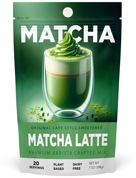 Matcha Social Club - Premium Barista Matcha Latte Mix - Cafe Style Sweetened Blend - Sweet Matcha Green Tea Powder (7 Ounce) 20 Servings