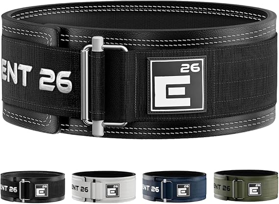 Element 26 Hybrid Leather Weightlifting Belt for Men and Women | Self Locking Adjustable, Powerlifting, Olympic Lifting, Cross Fitting, 4 Inch with Back Support, Competition Approved