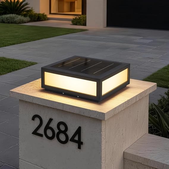 MVBT Large Solar Post Lights, 16" Square Pillar Light, Outdoor Column Light
