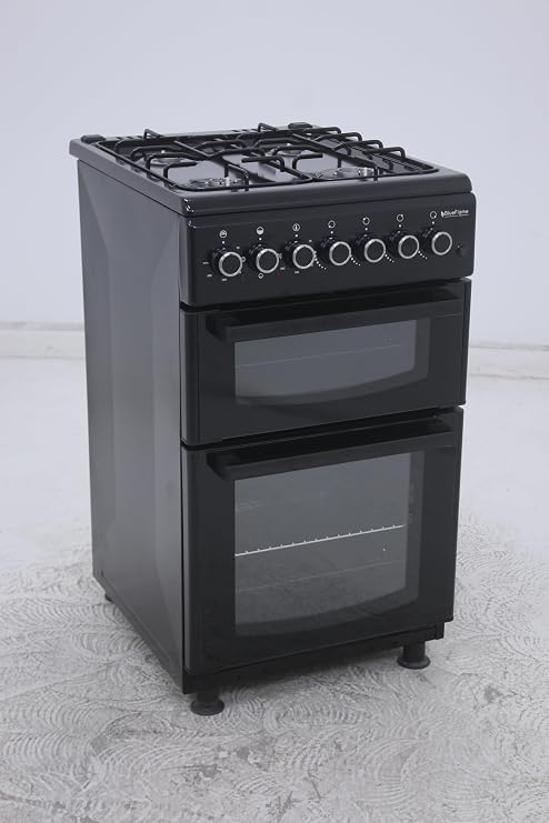 BlueFlame DG5403XBZB 50 cm Freestanding Dual Fuel Cooker With Double Cavity Oven - Black [Energy Class E]