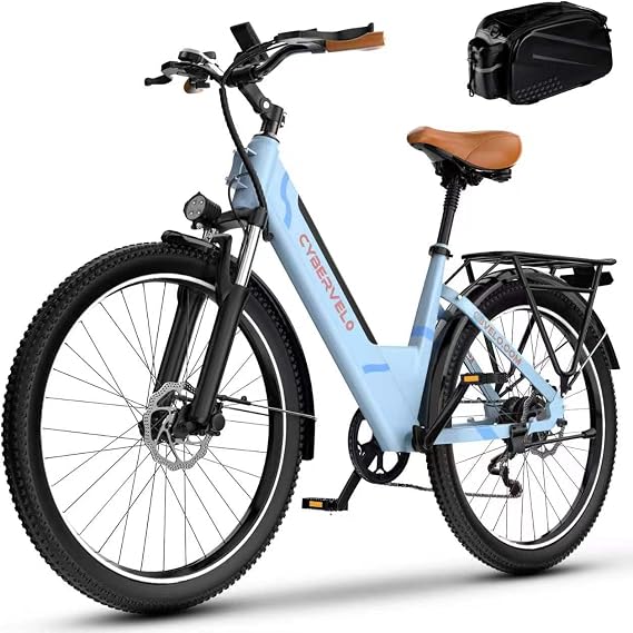 Cybervelo 750W Peak Electric Bike for Adults,up 80 Miles Removable Battery Ebike, 26" Electric E Bike with 7-Speed,Adult Electric Bicycles for Commute Beach Snow Womens/Man All Terrain