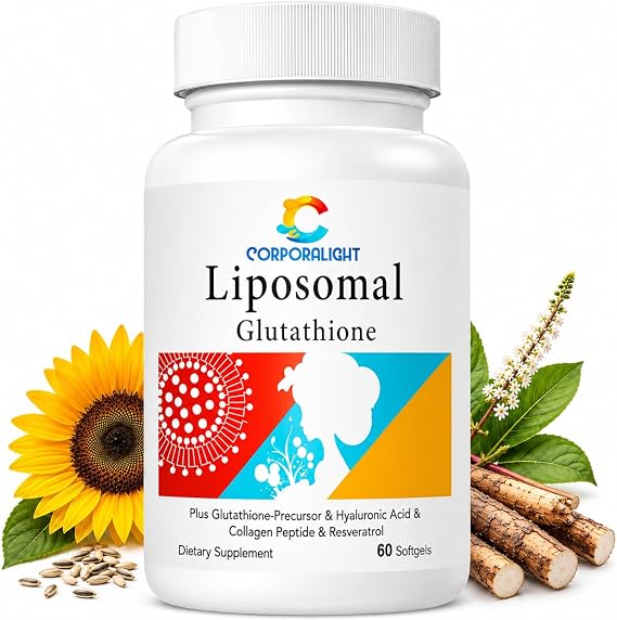 Liposomal Glutathione Softgels, Enhanced Absorption - Liposomal Delivery, Active Form L-Glutathione, Cellular, Immune Function & Liver Detox, Rich in Antioxidant Formula, Gluten Free, 60 Softgels