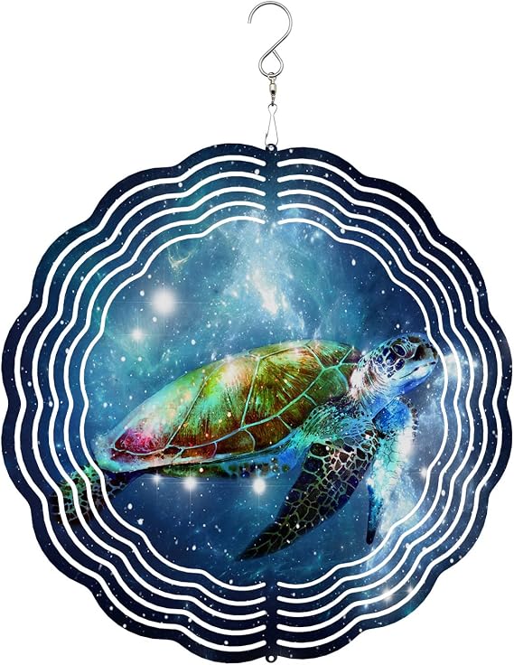 Wind Spinners for Yard and Garden Sea Turtle Wind Spinner Galaxy Stars Cloud 3D Hanging Metal Stainless Steel Wind Sculptures Indoor Outdoor Patio Decor Ornament 10 Inch