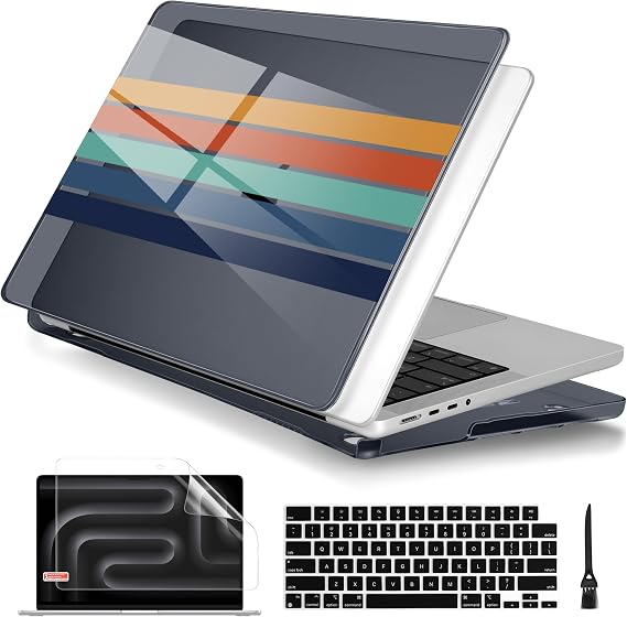 Batianda AstroGrid Case for MacBook Pro 14 Inch 2026-2021, Black Stripes