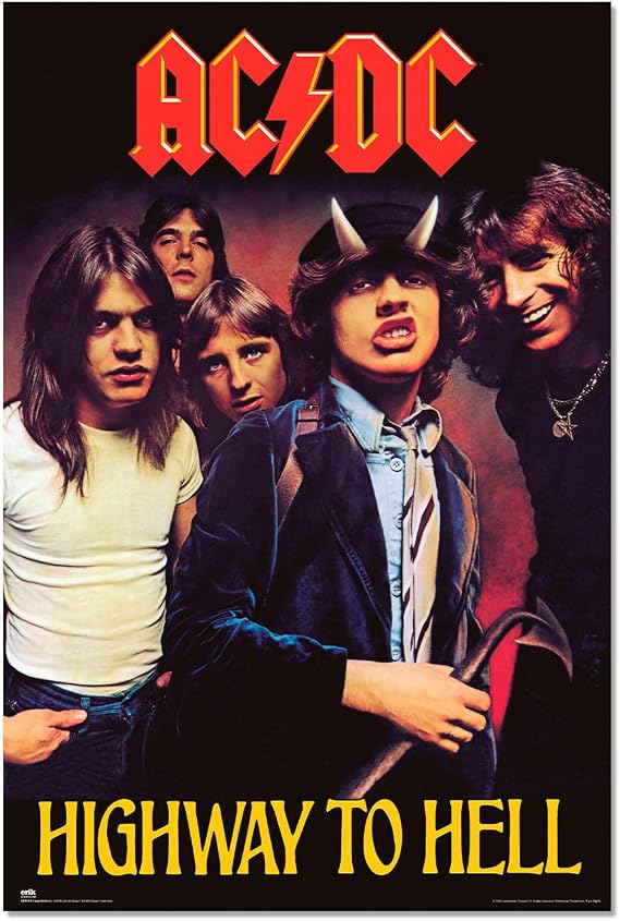 Grupo Erik AC DC Highway To Hell Poster - 91.5 x 61 cm - Shipping in rolls - Cool Poster - Art Poster - Poster and Prints - Wall Poster