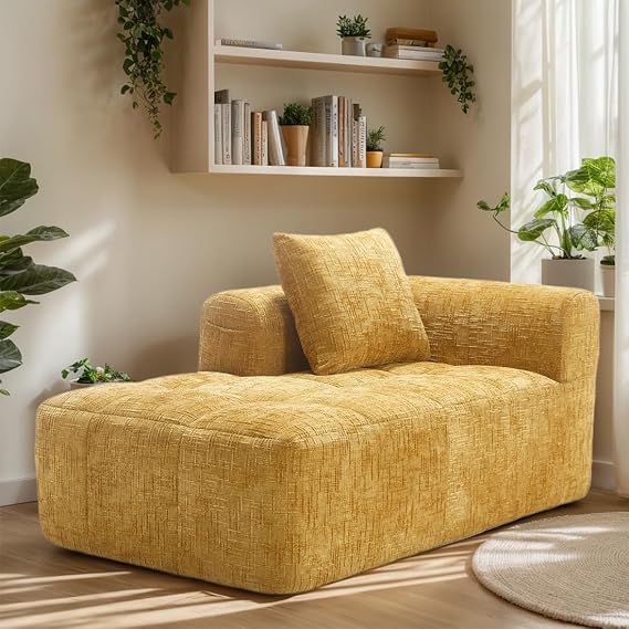 Anwick Chenille Loveseat Sofa,Minimalist Modular Couches Sleeper with Pillows Armrest, Multi-Functional Bean Bag Bed,Floor Sofa Couch for Living Room,Bedroom,Apartment (Yellow)