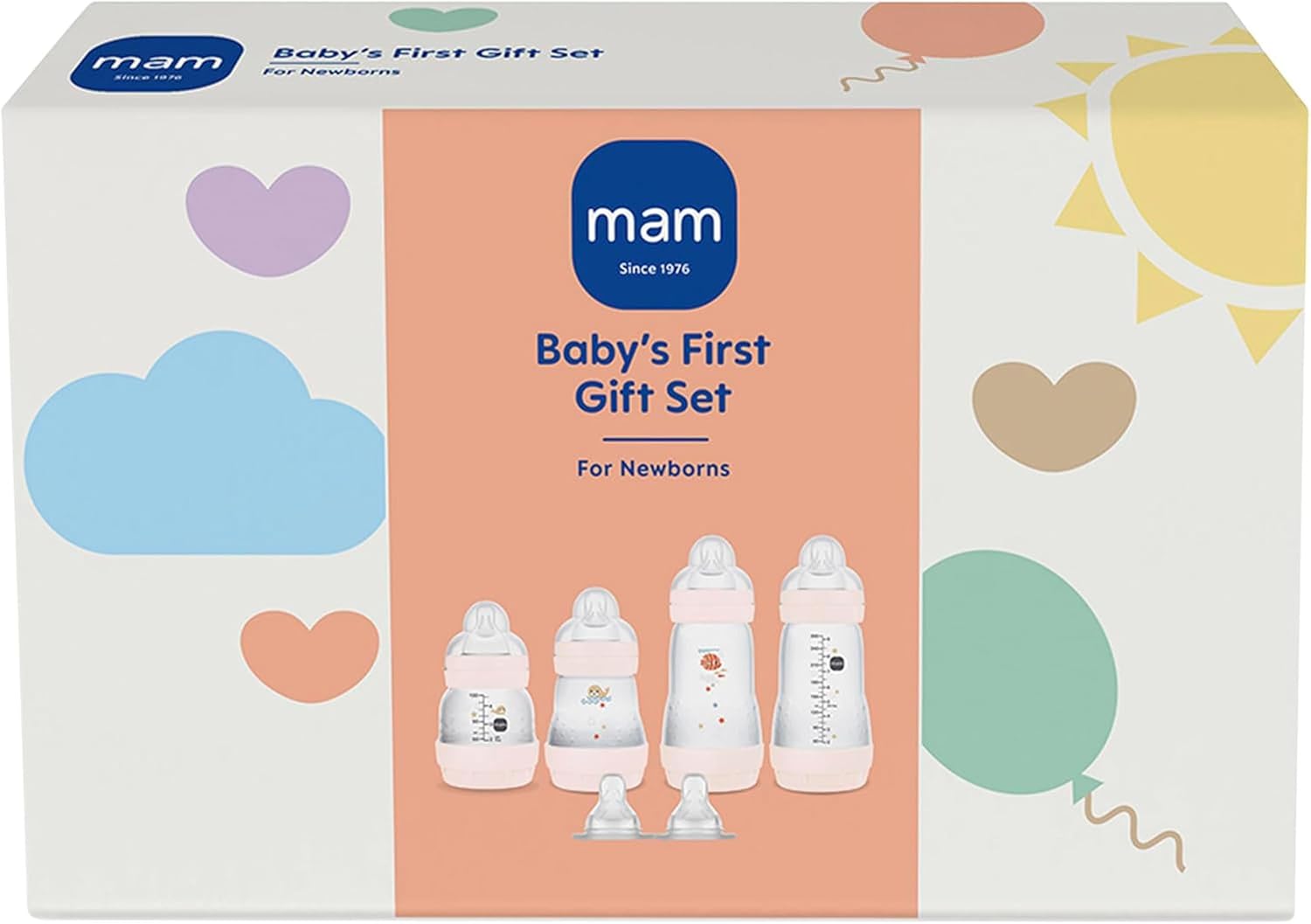 MAM Baby's First Gift Set | 4 Pack | 4x MAM Easy Start Anti-Colic Bottle | 2x Fast Flow Teats | Ideal Collection of Baby Accessories for Newborn Bottle Feeding