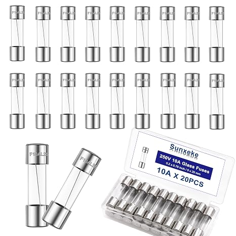 20PCS F10AL250V 5 x 20mm Fast Blow Glass Fuses 10A 10Amp 250V Glass Fuse,0.2 x 0.78 Inch