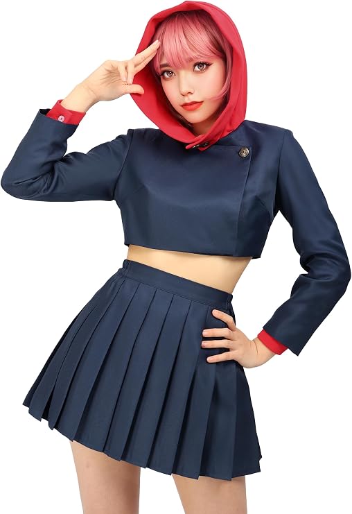 DAZCOS Anime Women's Cosplay US Size Costume Hoodie jacket Pleated Skirt Uniform for Party Halloween