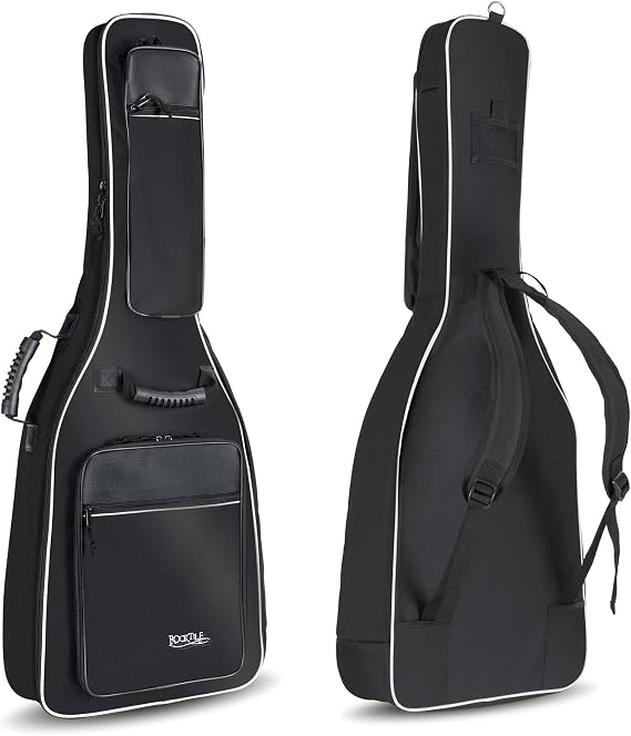 ROCKTILE Deluxe 4/4 Classical Guitar Bag Padded with Backpack Set Gig Bag for Classical Guitar Black