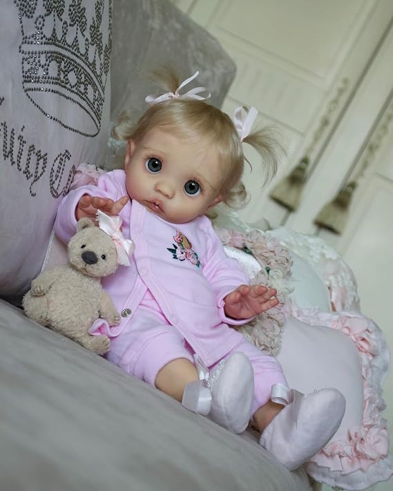 iCradle Reborn Baby Doll Elf Peeka Girl Charming Eyes 16" 42cm Reborn Doll Fairy Reborn Toddler Doll with Rooted Blonde Hair Realistic Newborn Soft Full Body Vinyl Baby Doll Toys