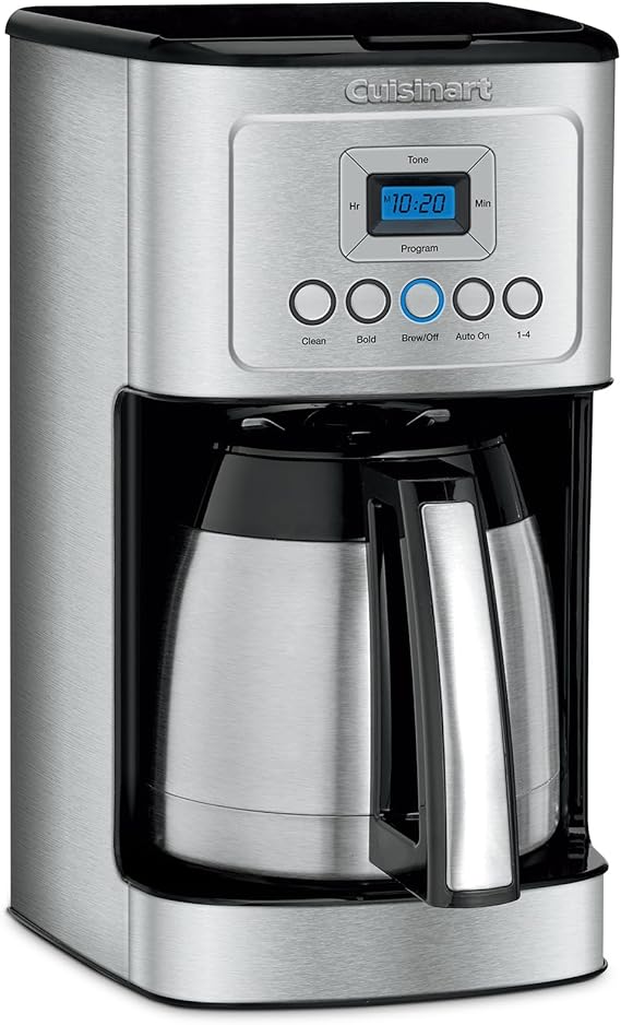 Cuisinart 12-Cup Coffee Maker, Programmable PerfecTemp Thermal Carafe Coffee Machine with 1-4 Cup Setting, Brew Strength Control and Brew Pause, Stainless Steel, DCC-3400NAS, Silver | Everyday coffee machine with 24-hour programmability, 1-4 cup setting, strength options & brew pause, DCC-3400NAS
