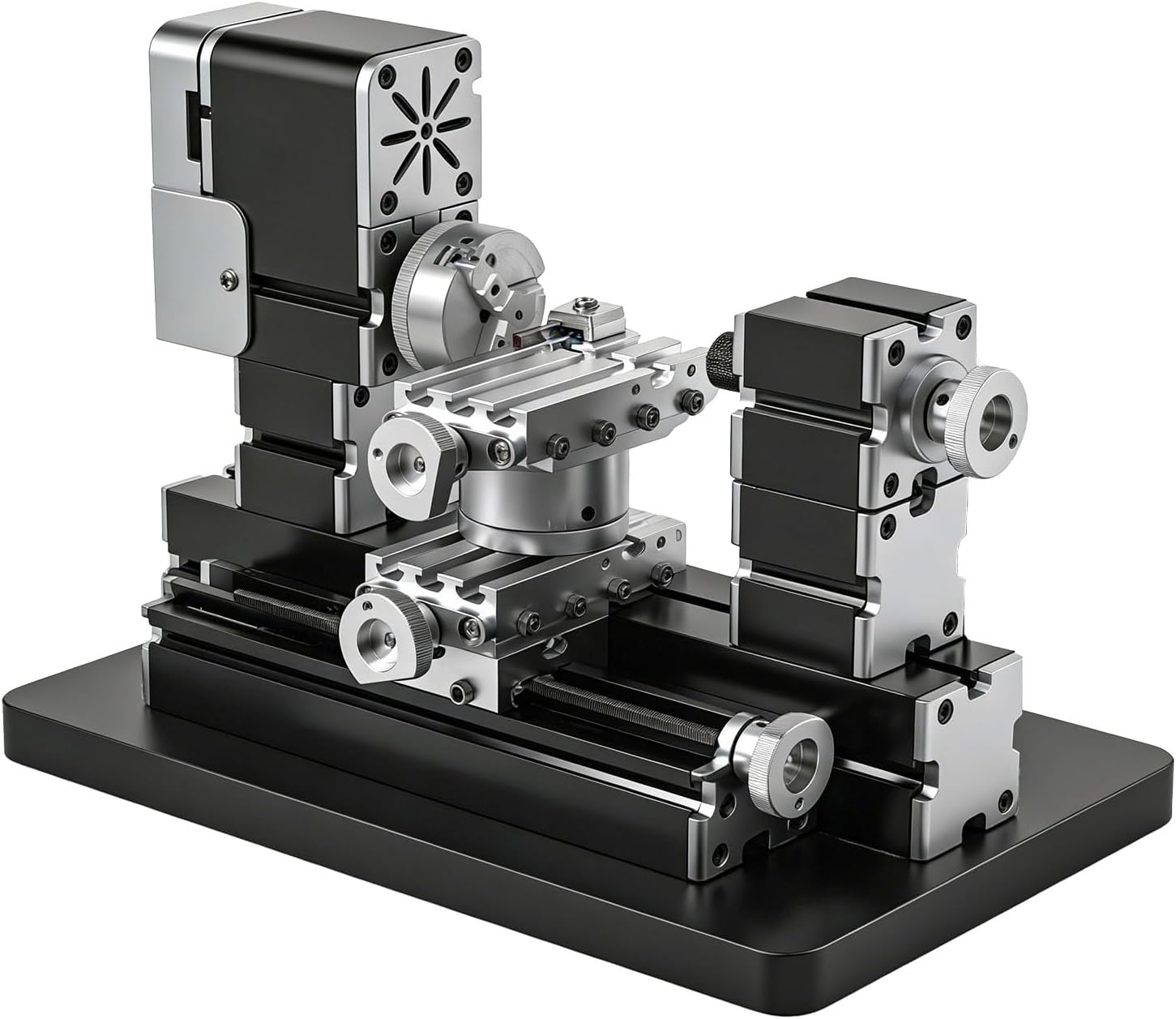 High Power 60W Powerful Mini Metal DIY 4-Axis Rotary Lathe Machine Tool with Base 12000rpm for Wood Soft Metal Plexiglass Plastic