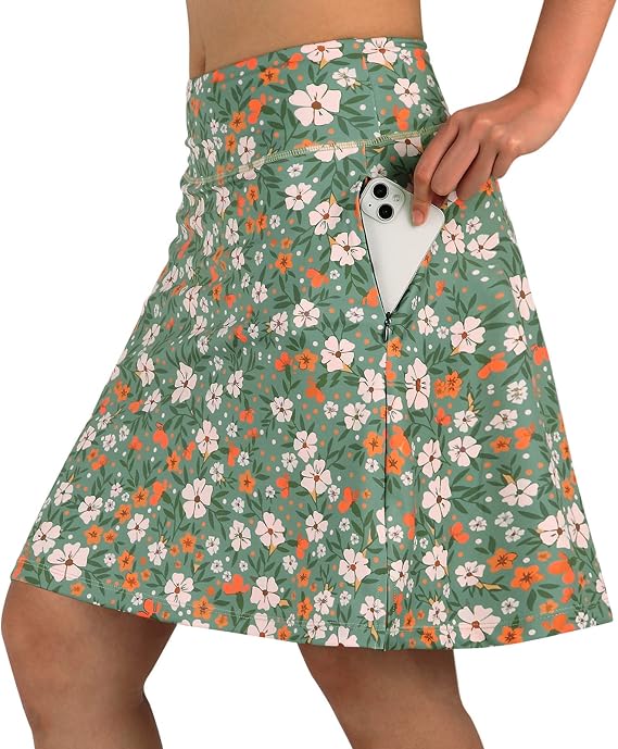ANIVIVO Women's 20" Knee Length Skorts with Pockets Golf Tennis Skirt