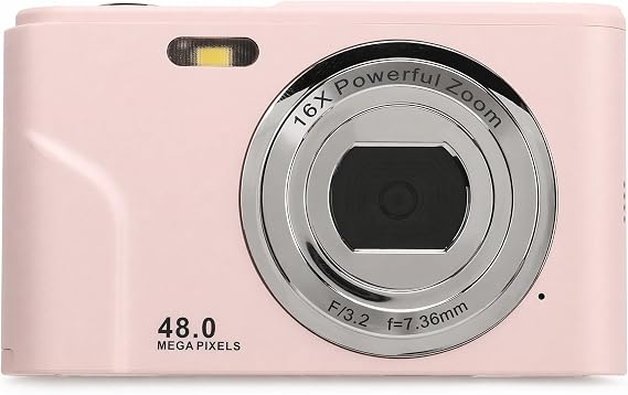 Digital Camera, 1080P HD 2.4 Inch IPS Display, 16X Zoom Compact Point and Shoot, 48MP Vlogging for Recording Photography, Rechargeable for Teens, Kids