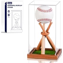 Baseball Display Case with Baseball Stand Holder, Wooden Base Baseball Case Display for Balls, UV Protected Acrylic Boxes for Display, Memorabilia/Autographed Signed Baseball Clear Case Cube