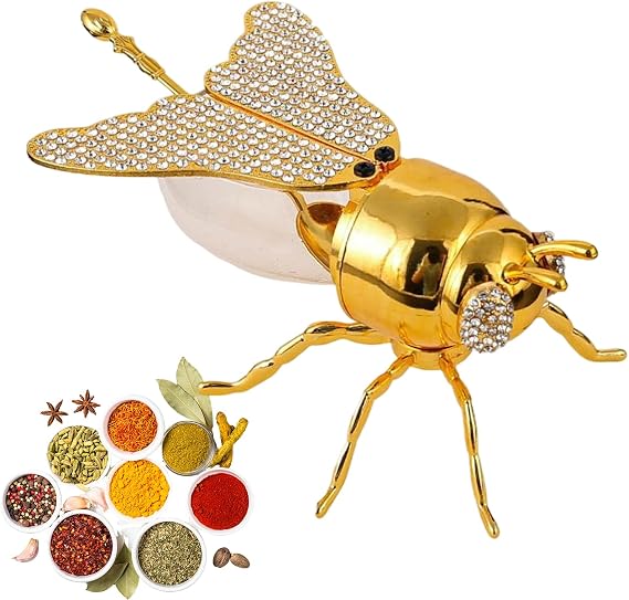 Bee Honey Jar - 15.8x10.6x7.8cm Honey Pot With Spoon, Decorative Bee Shaped Honeys Pot, Multi-Function spices Jar Salt Canister Sugar Container, For Kitchen, Home, Dispenser For Store Syrup Jam Jelly